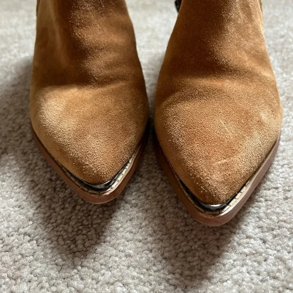 Marc Fisher Yarita Camel color Suede Leather Ankle Boots Size 8 - Picture 8 of 13